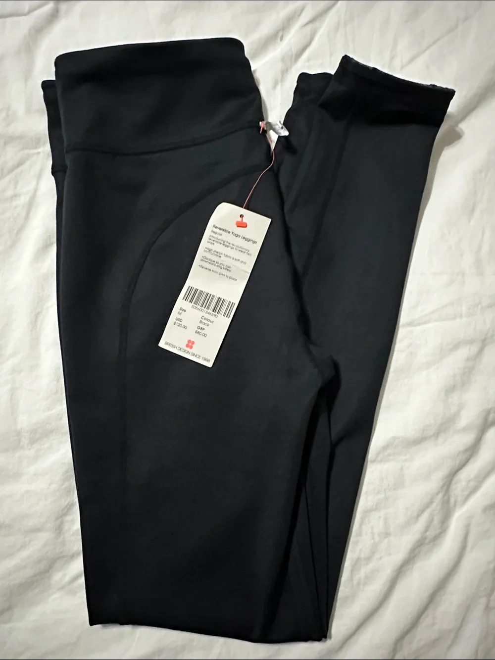 Sweaty Betty Black and Pink High-Waist Printed Leggings REVERSIBLE - Picture 6 of 7